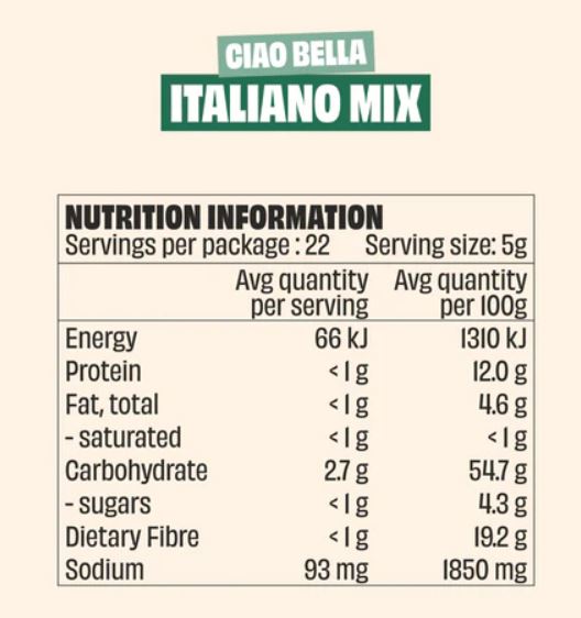 MINGLE Natural Seasoning Blend Ciao Bella Italian Mix - 50g