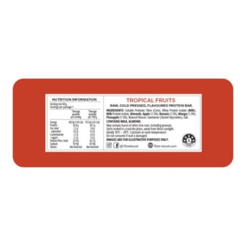 Bulk FIBRE BOOST Cold Pressed Protein Bar - Tropical Fruit 60g x 12