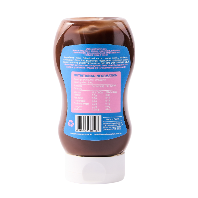 Bulk Low Carb Emporium No Added Sugar Chocolate Sauce - 350mL x 6