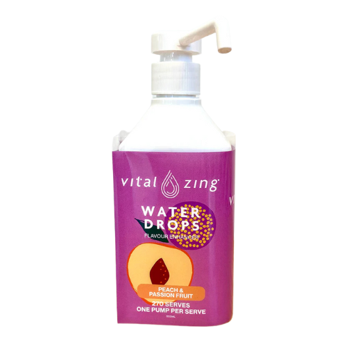 VITAL ZING Peach & Passion Fruit Flavour Water Drops Pump - 500mL