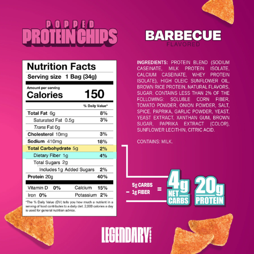 Barbecue Popped Protein Chips - 34g