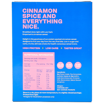 Bulk Pack Low Carb Emporium Low Carb Protein Cereal - Cinnamon Flavour - 250g x 4