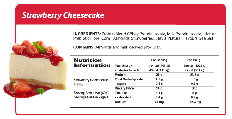 Bulk Smart Diet Solutions Protein Bar - Strawberry Cheesecake 60g x 12