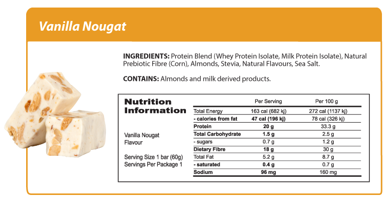 Bulk Smart Diet Solutions Protein Bar - Vanilla Nougat 60g x 12