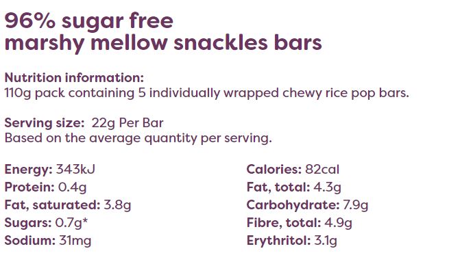 Noshu Snackles Masrshy Mellow Snackles Bars (5 pack) - 110g
