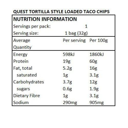 QUEST Loaded Taco Tortilla Style Protein Chip - 32gm - Best Before 05/03/24