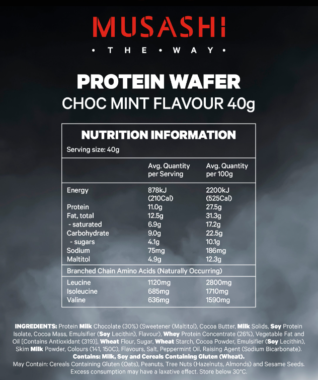 Musashi Protein Wafer - Choc Mint - 40g
