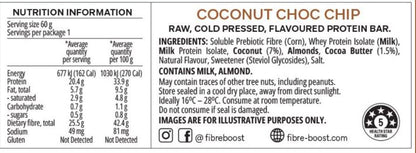BULK Fibre Boost Cold Pressed Protein Bar - Coconut Choc Chip Flavour 60g x 12