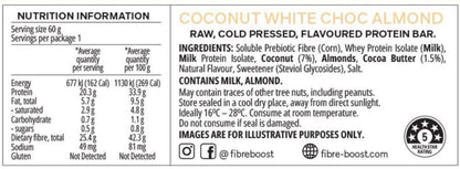 FIBRE BOOST Cold Pressed Protein Bar - Coconut White Choc Almond Flavour 60g